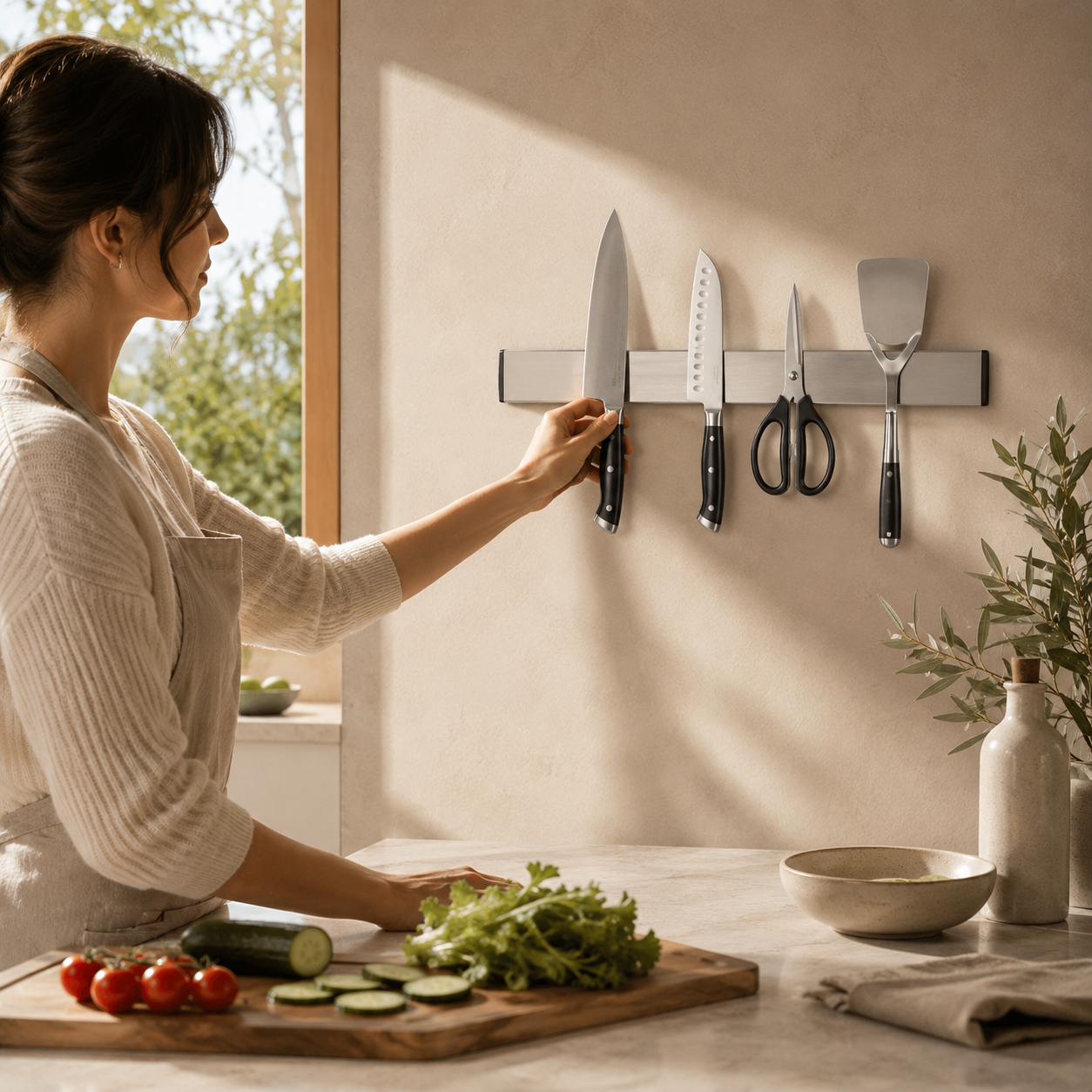 Magnetic Knife Holder — Wall Mounted Stainless Steel Knife Strip