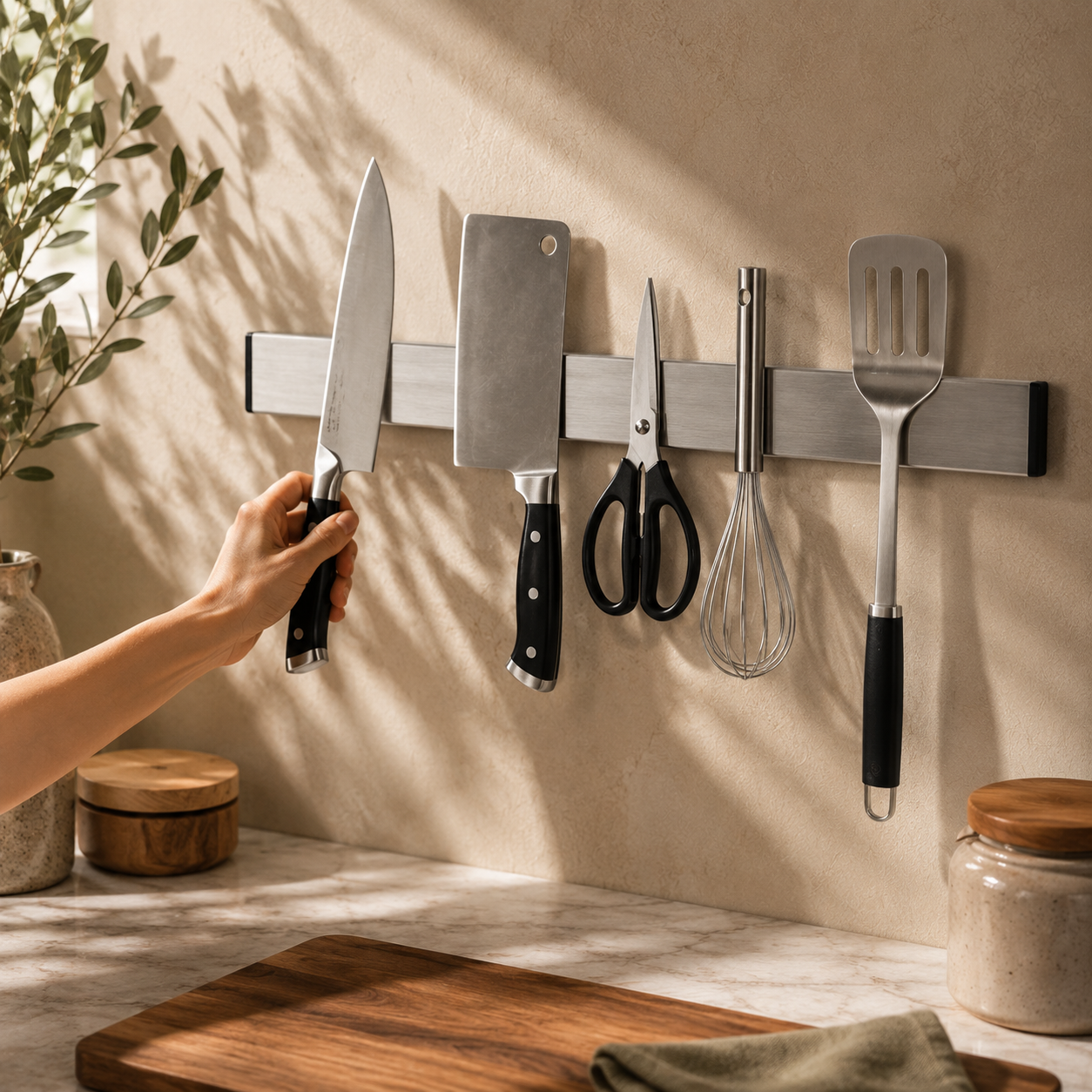Magnetic Knife Holder — Wall Mounted Stainless Steel Knife Strip