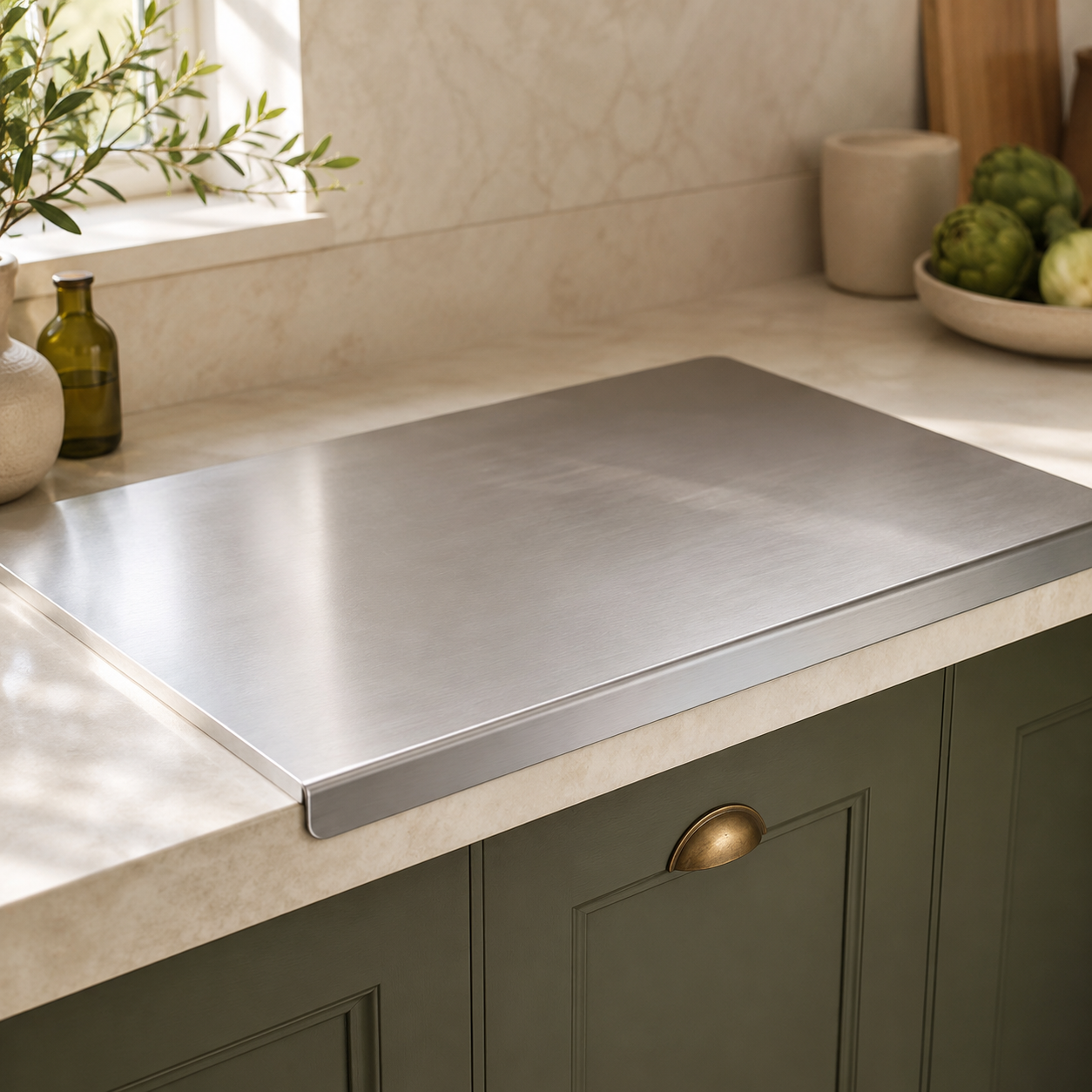 Stainless Steel Cutting Board with Lip