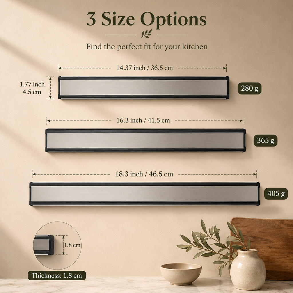 Magnetic Knife Holder — Wall Mounted Stainless Steel Knife Strip