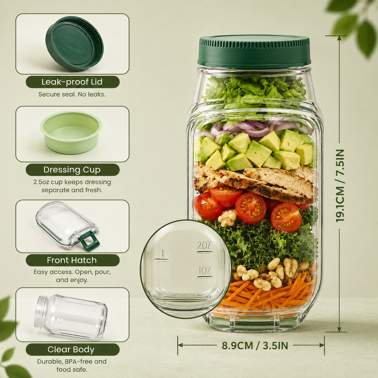 The Salad Pod — Leakproof Layered Salad Jar
