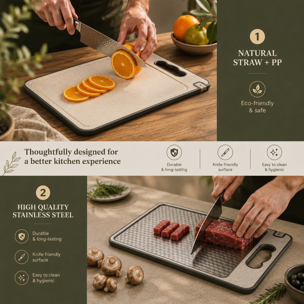 Titanium Double-Sided Cutting Board — 6-in-1 Kitchen Essential