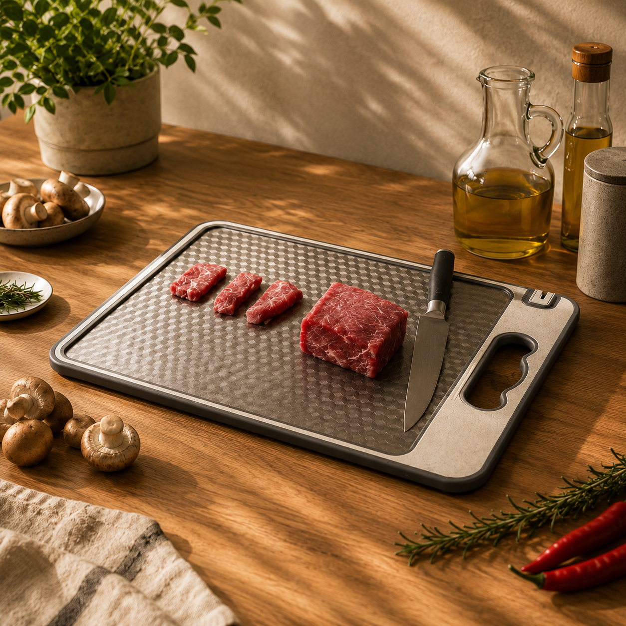 Titanium Double-Sided Cutting Board — 6-in-1 Kitchen Essential