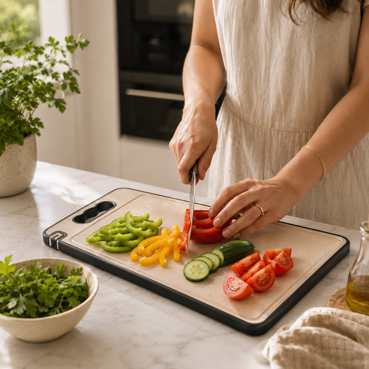 Titanium Double-Sided Cutting Board — 6-in-1 Kitchen Essential