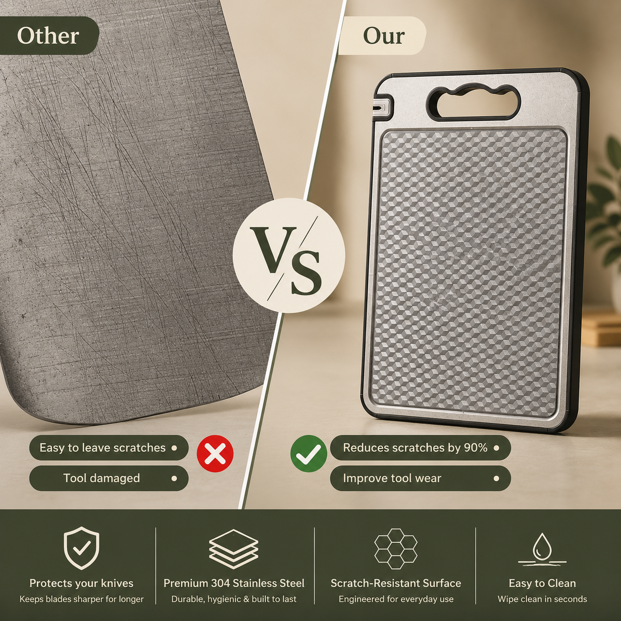 Titanium Double-Sided Cutting Board — 6-in-1 Kitchen Essential