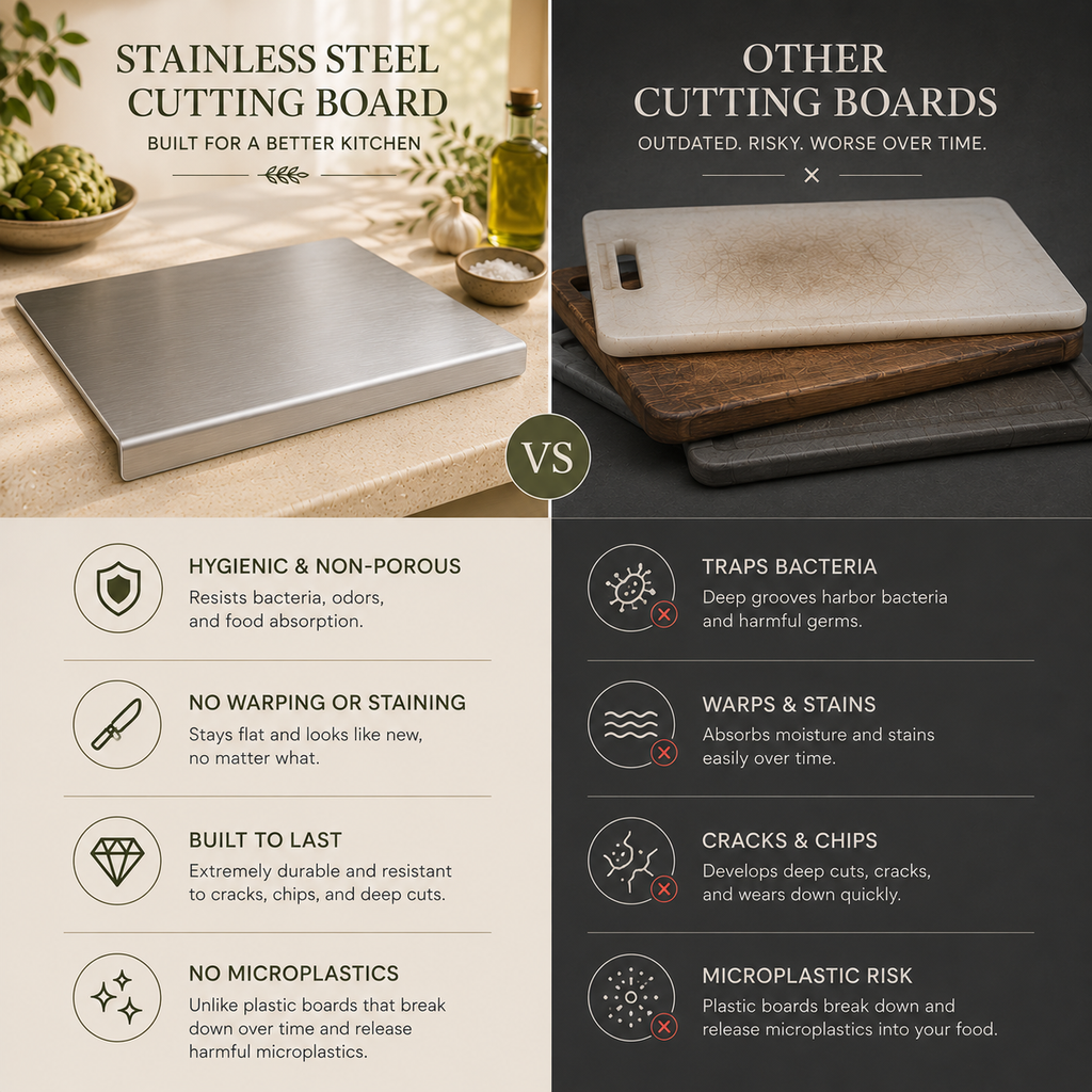 Stainless Steel Cutting Board with Lip