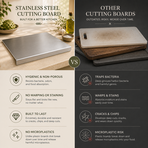 Stainless Steel Cutting Board with Lip