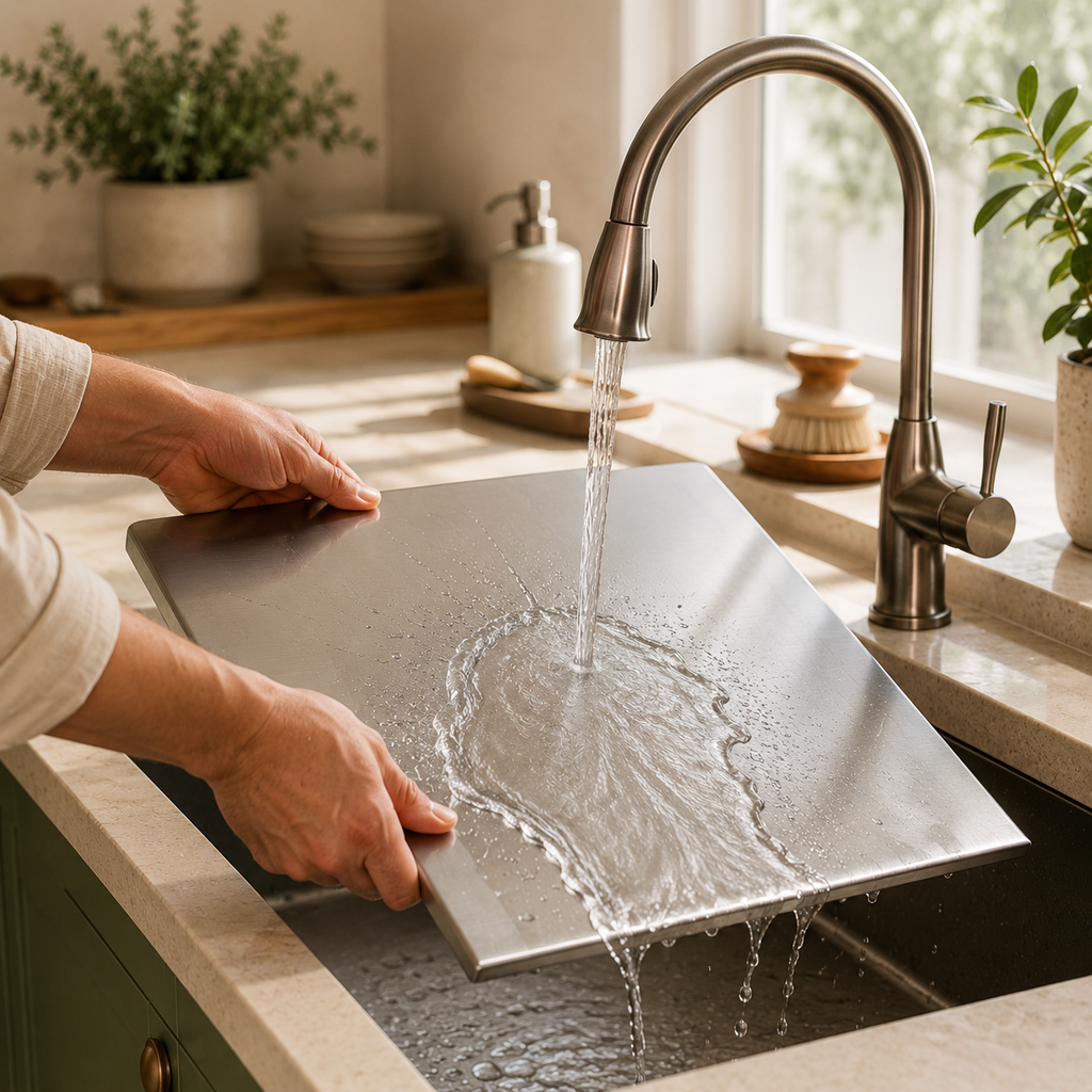Stainless Steel Cutting Board with Lip